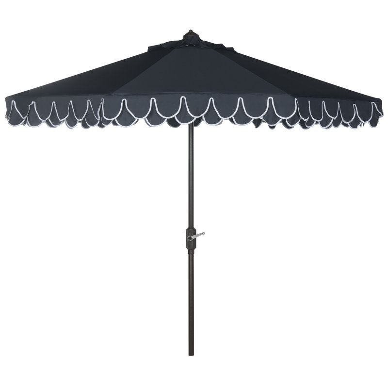 Parasol d'extérieur Iago, Bleu marine/blanc, Brun