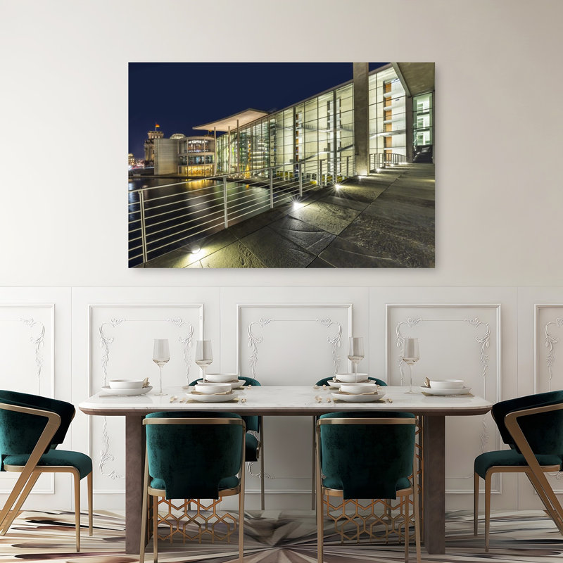 «Illuminated Berlin Architecture Contemporary Modern Abstract Architecture City», reproduction d'art murale, 40" H x 60" W