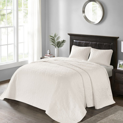 Couvre-lit réversible crème très grand - Confortable rembourrage en coton prélavé pour une texture surdimensionnée pour s'adapter à un matelas haute profondeur. 2 taies décoratives incluses.