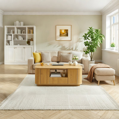 46.5"Coffee Table With Drawers And Storage Compartments, Curved Contour Design, Living Room Center Coffee Table, Suitable For Living Rooms And Offices