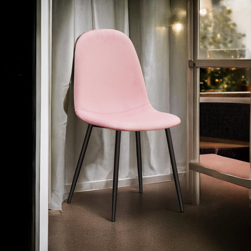 Set of 4 Fabela Upholstered Dining Chairs, Pink