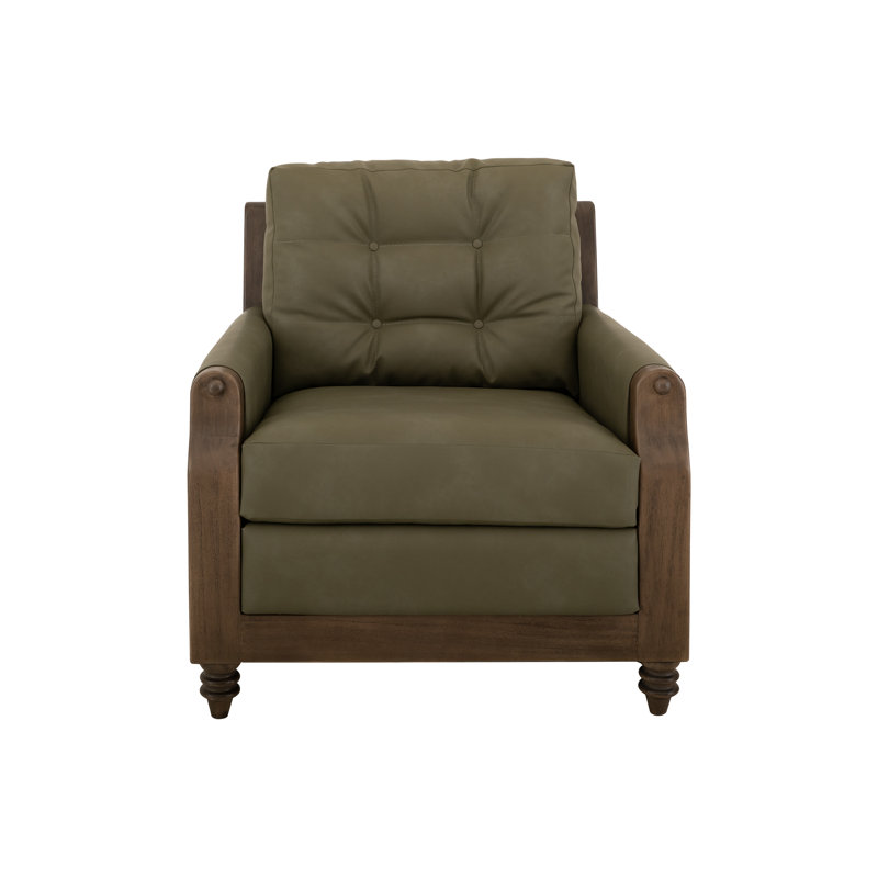 Structure en bois, fauteuil rembourré, Vert