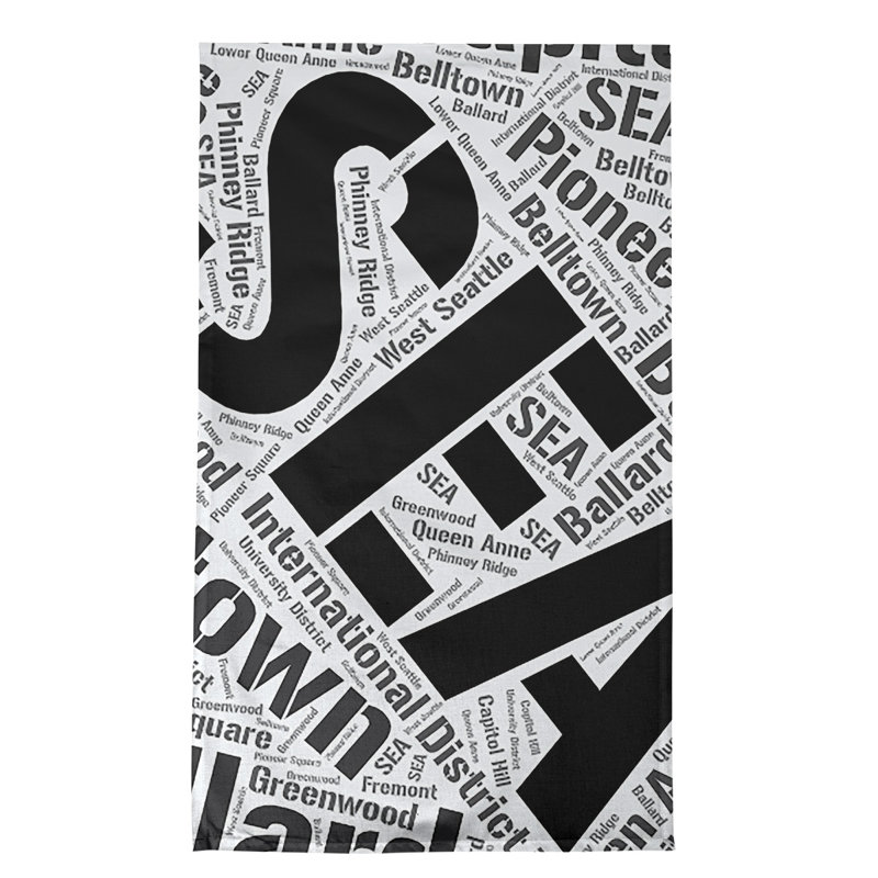 Cotton Tea Towel Kitchen Towel, Black, Seattle