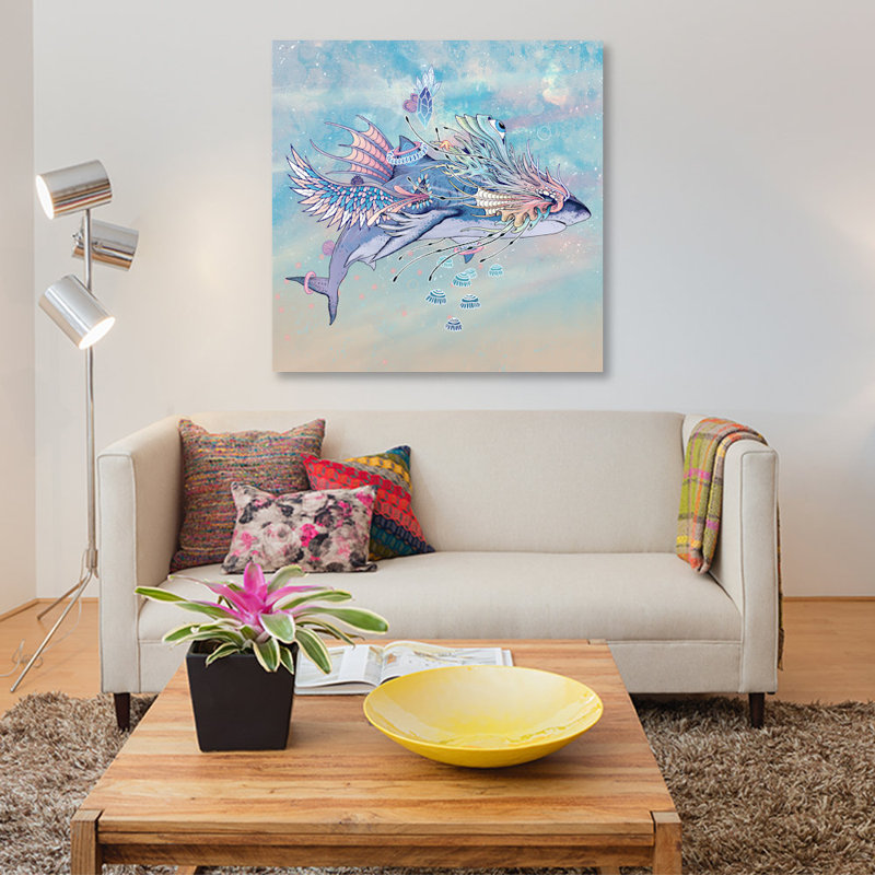 " Journeying Spirit (Shark) " by Mat Miller, 12" H x 12" W x 1.5" D, No Mat, Wrapped Canvas