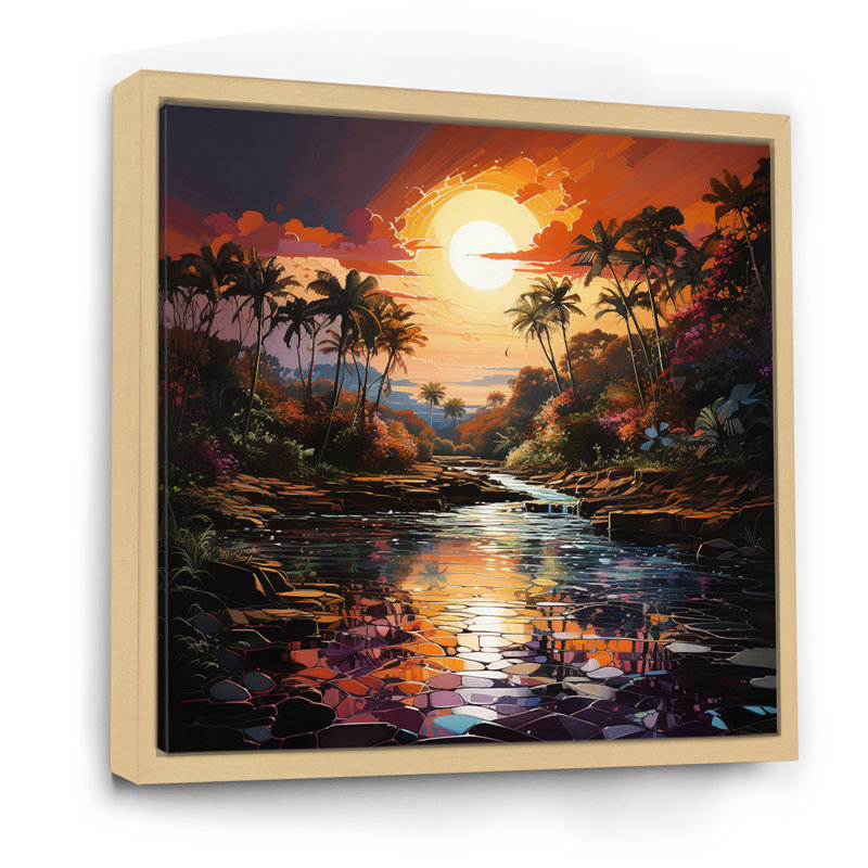 Indian Art Tropical Paradise III - Indian Canvas Wall Art, H 24 po x l 24 po x P 1 po, Cadre naturel flottant
