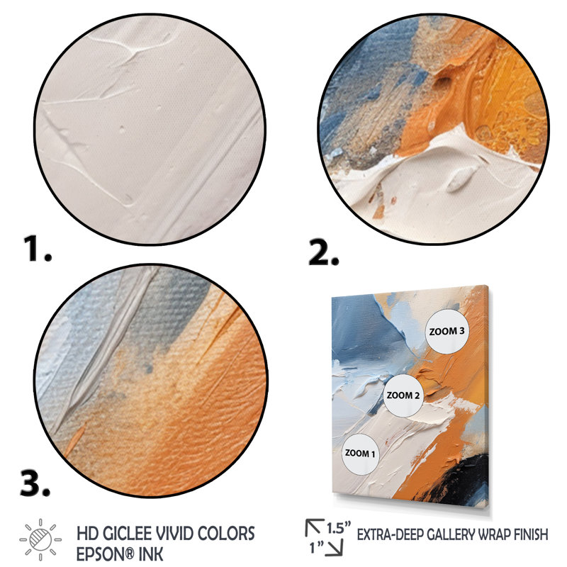 Orange tristesse - peinture abstraite, art mural, salon, Cadre flottant doré, H 32 po x l 24 po x P 1 po