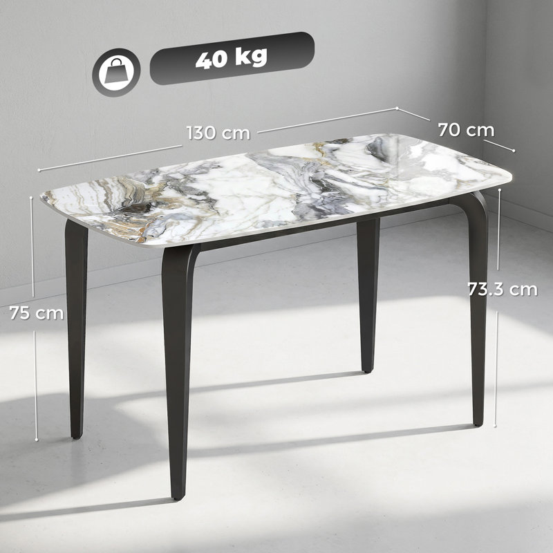HOMCOM Dining Table for 4, Kitchen Table with Sintered Stone Tabletop, White