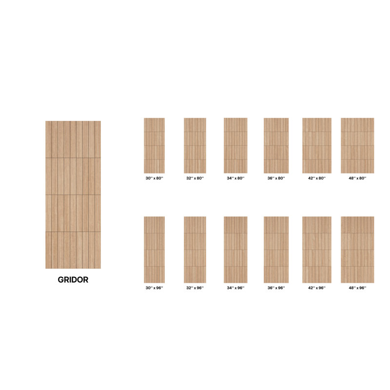 Porte à panneau 80 po Gridor Slab Only Acajou - Contemporain, moderne, brut, 32" x 80" [32" Door]