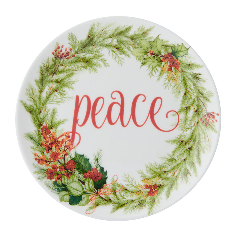 Festive Garland 7-In Bone China Appetizer Plates, Set Of 6