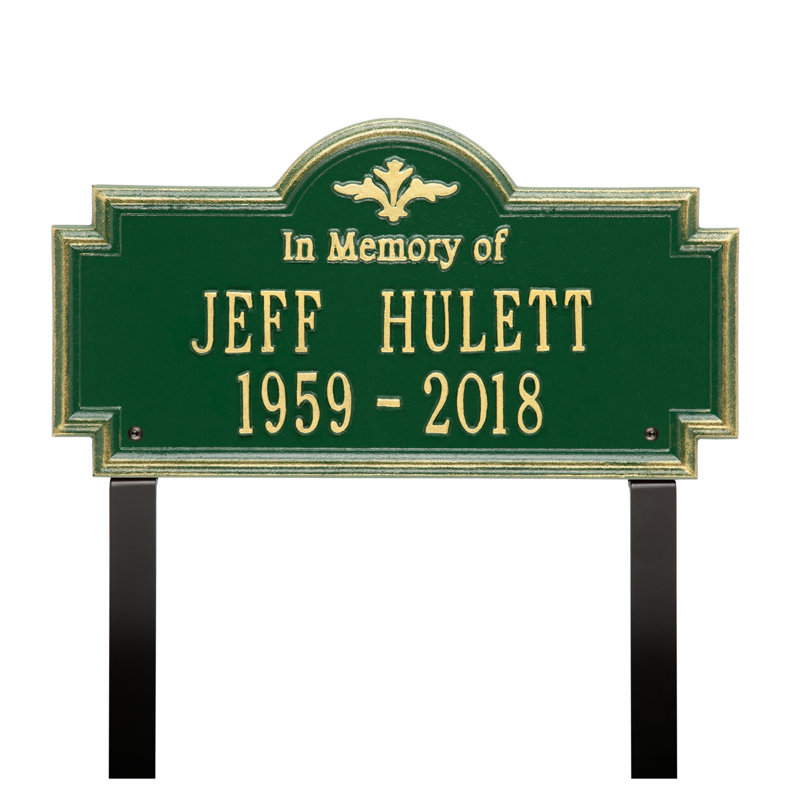 Plaque / pierre Arlington «In Memory of», Vert/doré, Oui