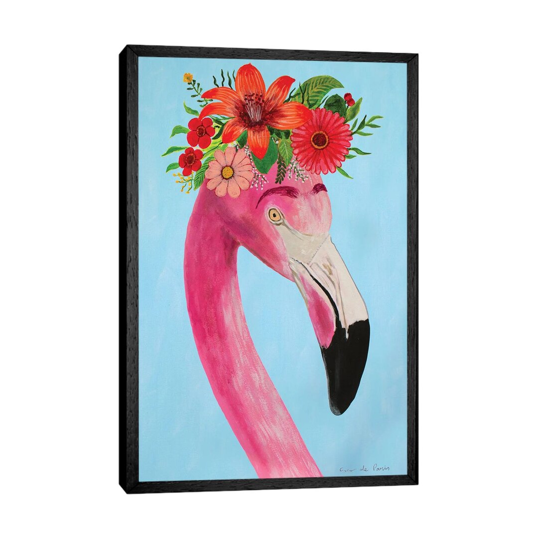 Leinwandbild Frida Kahlo Flamingo - White von Coco de Paris