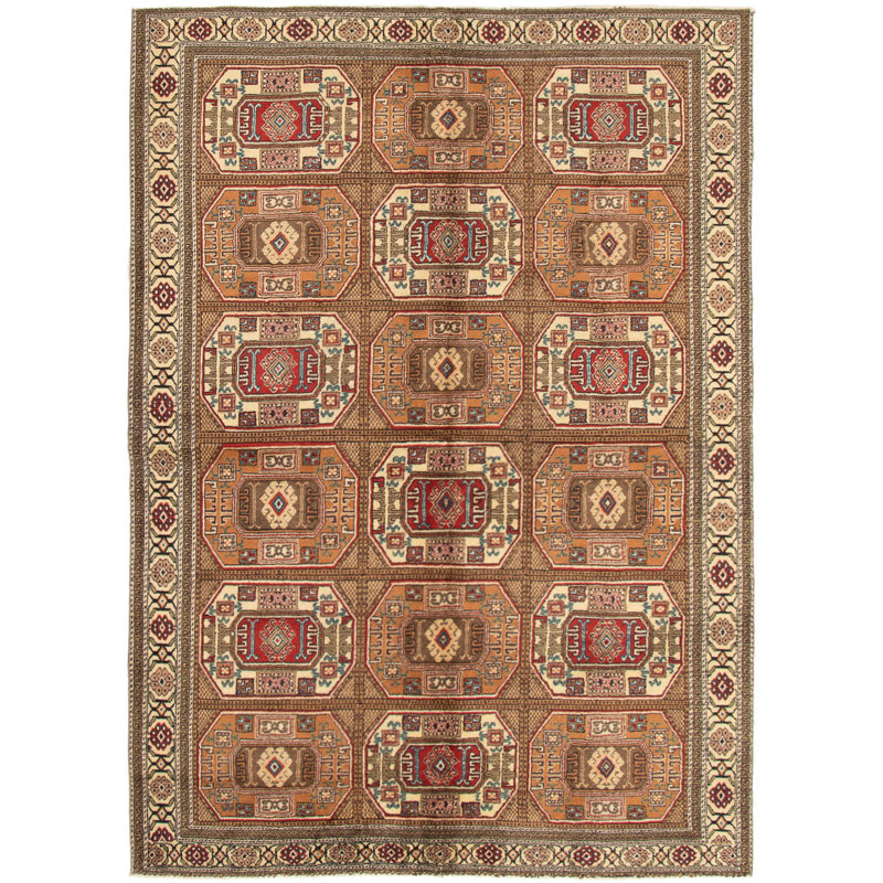 Rozier One-of-a-Kind Rectangle 6'4" X 8'10" 1990s Wool Area Rug in Brown/Beige/Red