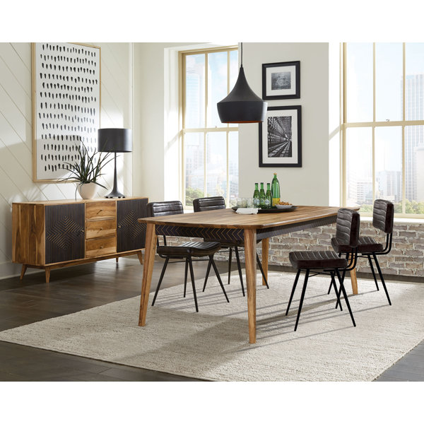 17 Stories Rogelio 5-Piece Rectangular Dining Set Natural Sheesham And ...
