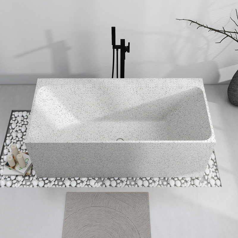 63'' X 29.5'' Freestanding Soaking Terrazzo Bathtub