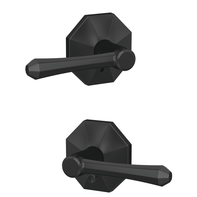 Dempsey Custom Hall-Closet and Bed-Bath Lever with Rosewood Trim, Matte Black