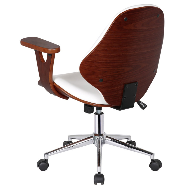 Barri Faux Leather Mid-Century Office Chair, Flat White