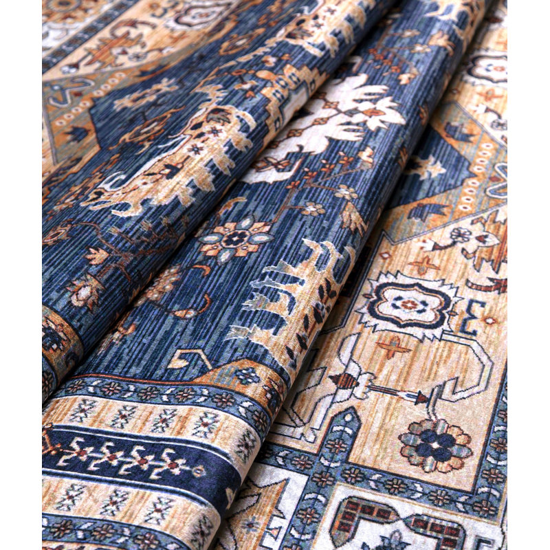 Tapis luxueux en velours, 5,2 x 7,5 pieds | 100% velours avec une hauteur de poils de 0,3 po | Revers antidérapant, chenille durable, facile d'entretien, lavable à la machine | Impression élégante pour la décoration de salon et de chambre à coucher