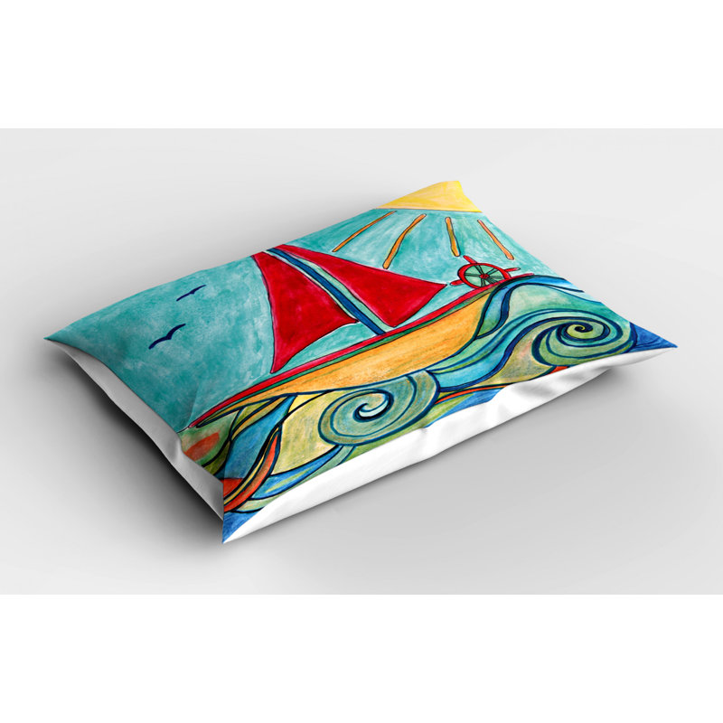 Blue/Red/Yellow Polyester Microfiber Piece Sham, Twin