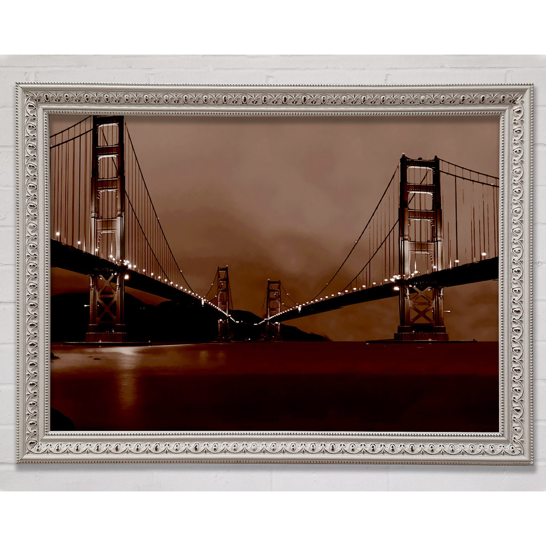 Golden Gate Bridge Zwillinge Braun - Einzelner Bilderrahmen Kunstdrucke