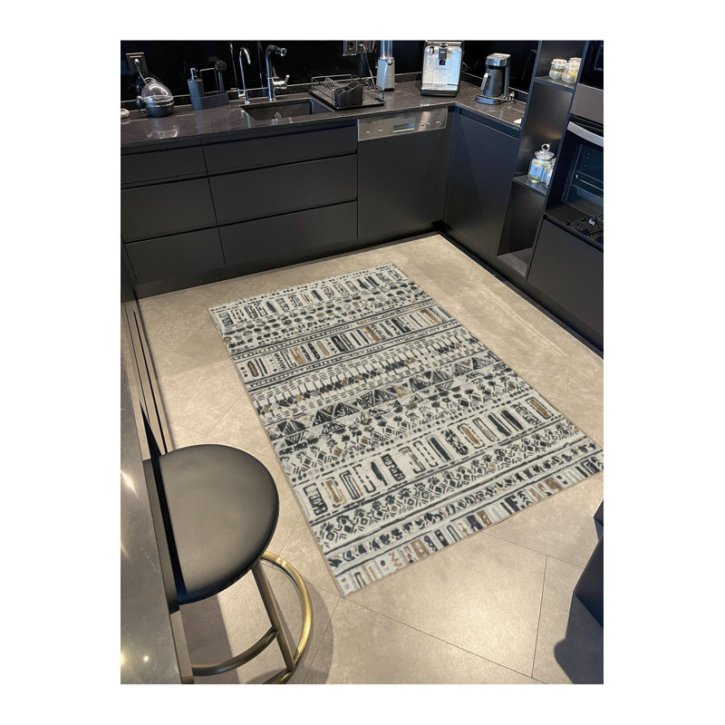Multi Color Mixed Geometric Pattern Creative Modern Decorative Machine Washable Area Rug, Rectangle 5'1" x 7'7"