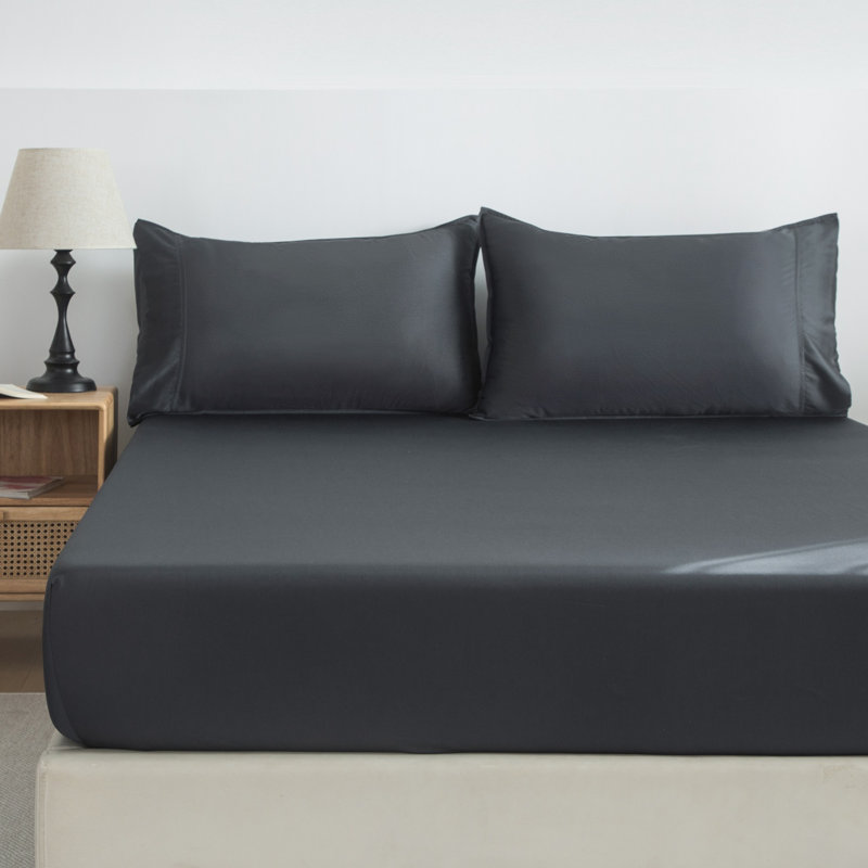 Cooling Bamboo Sheet Set – Soft, Breathable & Moisture Wicking for Hot Sleepers, Queen Sheet Set with 2 Pillowcases, Charcoal