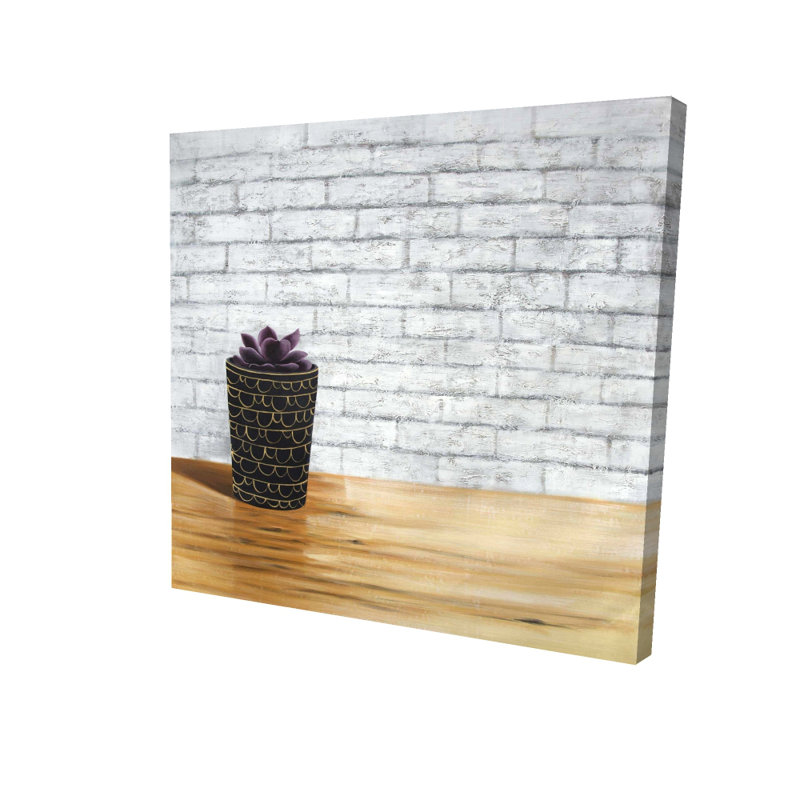 Succulent in a Pot - Office Gray Canvas for Home Decor