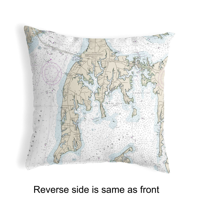  Housse et insert de coussin carré extérieur Kent Island, Md Nautical Map