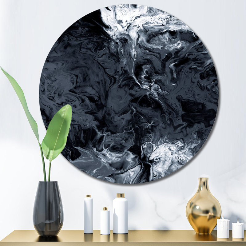 Nuage blanc sur fond noir - art mural moderne en métal, H 23 po x l 23 po x P 1 po