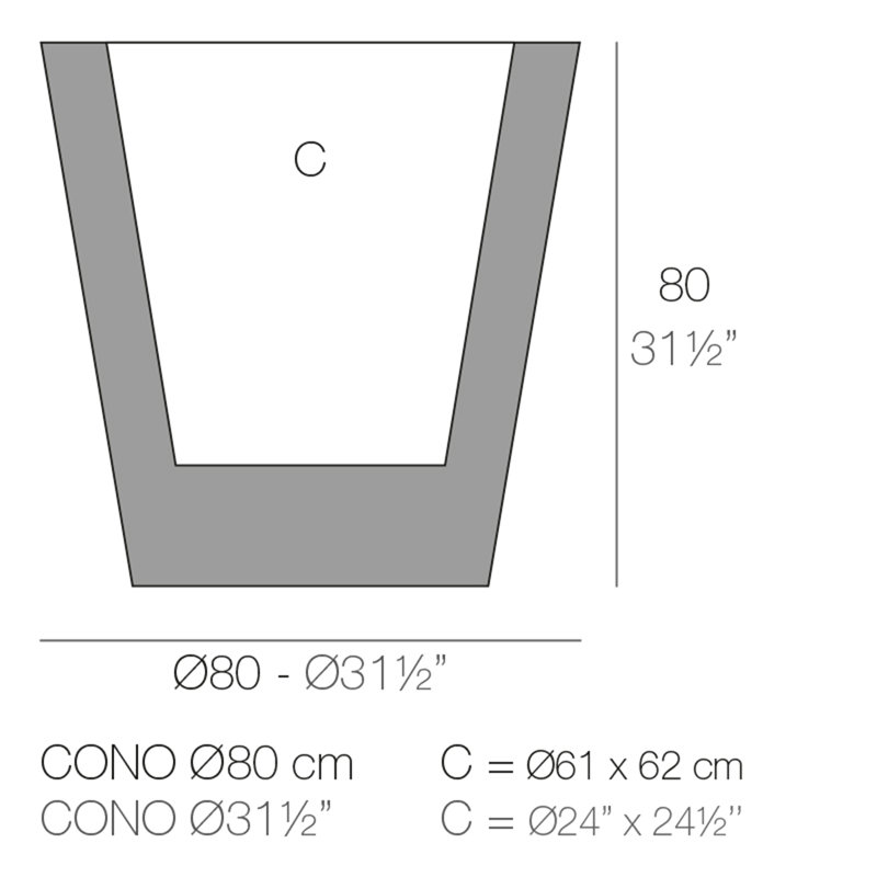 Cone Resin Pot Planter, White, 31.5" H x 31.5" W x 31.5" D