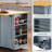 53inch Large Kitchen Island with Drop Leaf, Power Outlet, Door Storage, Rolling Kitchen Cart-1803479738