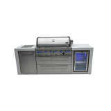 Mont Alpi 6-Burner 115000 BTU Deluxe Stainless Steel Island Barbecue Grill + Compact Refrigerator