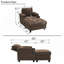 Ensemble de fauteuil d'appoint polyvalent et repose-pieds avec rangement, canapé-lit convertible avec dossier inclinable, porte-gobelets et ports USB-C-133759339