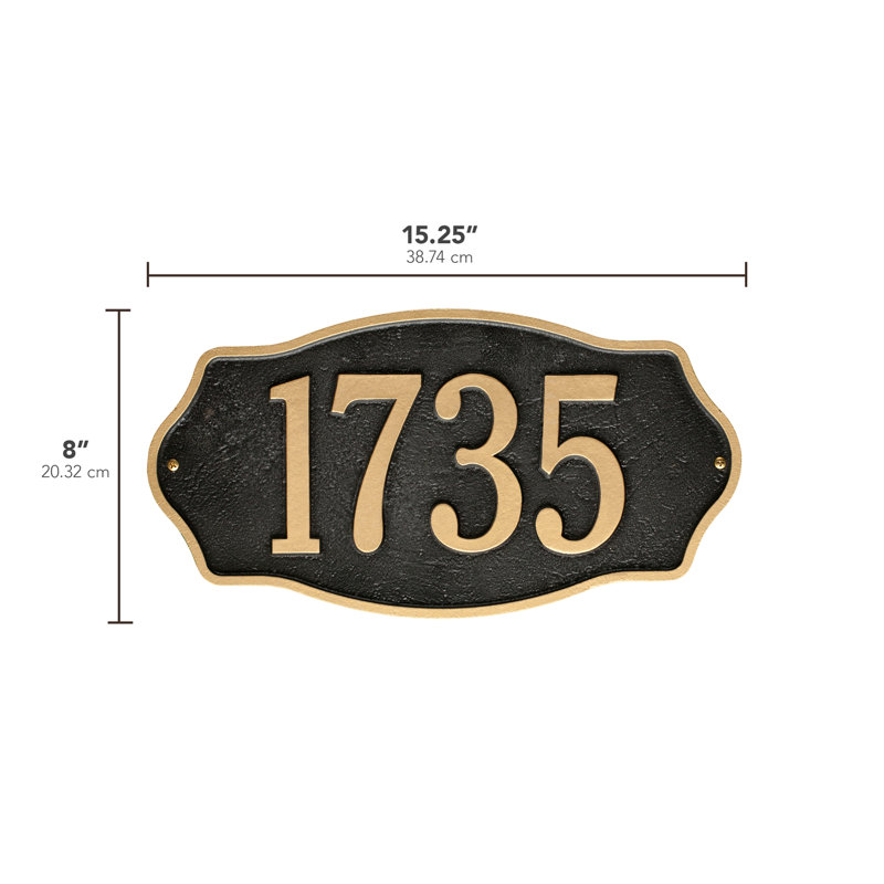 Hampshire 1-Line Wall Address Plaque, Yes, Black / Gold