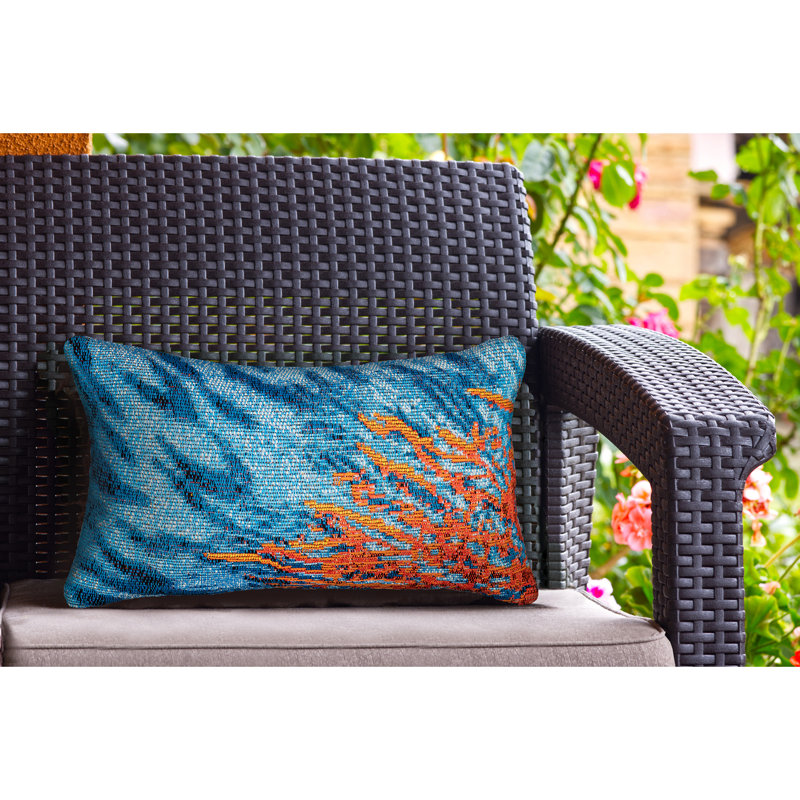  Housse de coussin d'extérieur carré Marina Coral, 12 po x 18 po