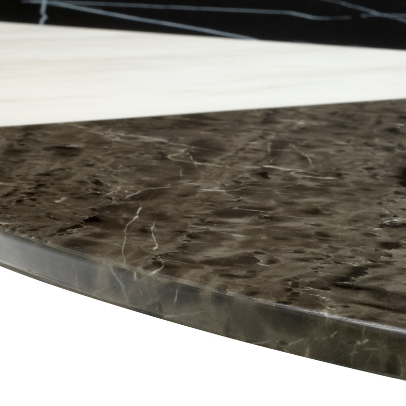 Tricolori Round Marble Pedestal Dining Table