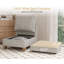 Canapé modulaire en similicuir de 65 po avec repose-pieds de rangement, causeuse réversible en L Mid-Century moderne avec accoudoirs rembourrés, beige-123828460