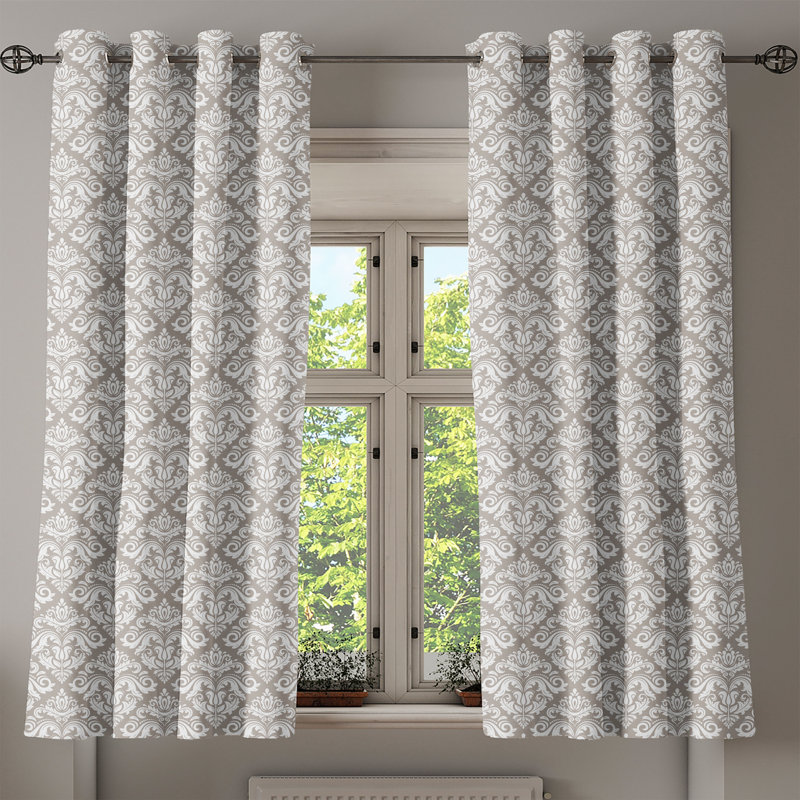 Rideau à œillets 2 panneaux East Urban Home, 50 po, blanc taupe, L 50 po x L 108 po