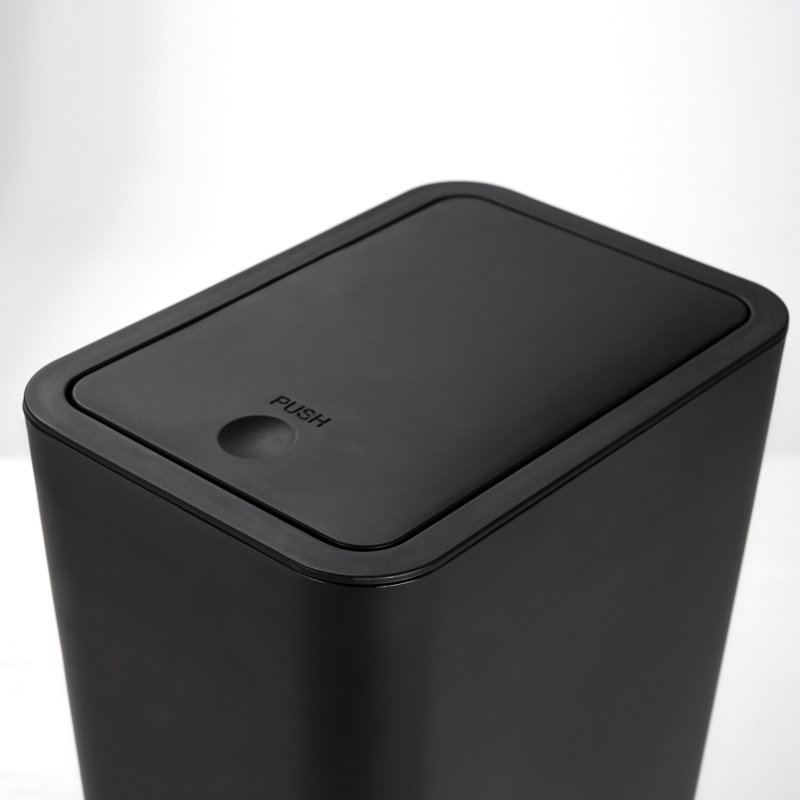 Black Plastic 2.6 Gallon Touch Top Trash Can Set