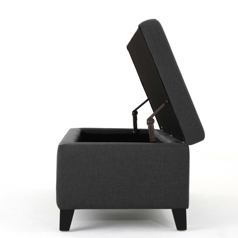 Faux Leather Upholstered Storage Bench, Dark Gray