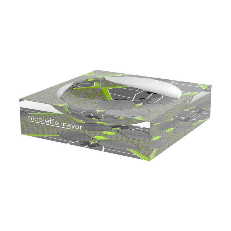 Square Abstract Decorative Tray, 6"W x 6"D x 2"H, Silver Lime