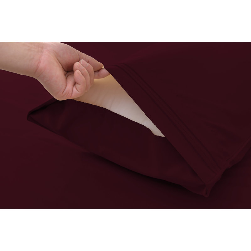 Ensemble de draps 1800 fils en rayonne de bambou, Grand, Aubergine
