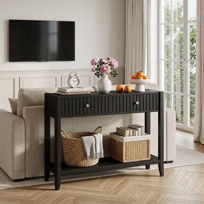 Modern Console Table with Fluted Drawers, High‑Quality Stain‑Resistant Surface, Multipurpose Entryway Hall Table for Living Room Foyer Study