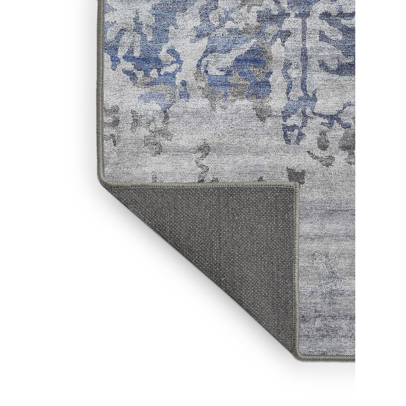 Tapis contemporain gris / bleu, Rectangle 2 pi x 5 pi