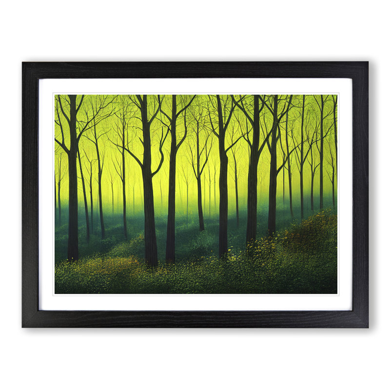 Resplendent Spring Forest - Single Picture Frame Painting, 25cm H x 34cm W x 2cm D, Black Framed