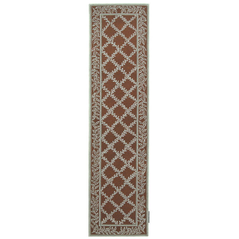 Hollander Hand-Hooked Wool Brown Area Rug, Runner 2'6" x 10'