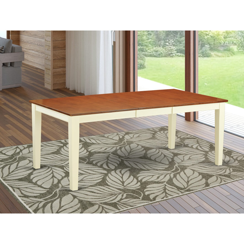 Quincy Dining Room Table - a Rectangle kitchen Table Top with Butterfly Leaf, Buttermilk & Cherry, Buttermilk