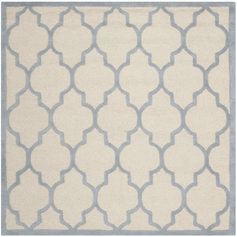 Cannen Hand Tufted Wool Geometric Rug, Square 6'