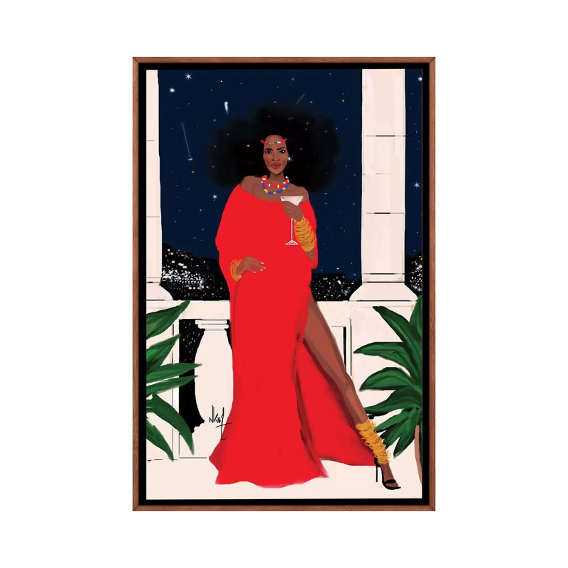 Red And Flawless by Nicholle Kobi - Print on Canvas, 66.04 cm H x 45.72 cm W, Classic Brown Wood Framed