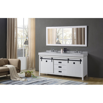 72'' Double Bathroom Vanity with Cultured Marble Top