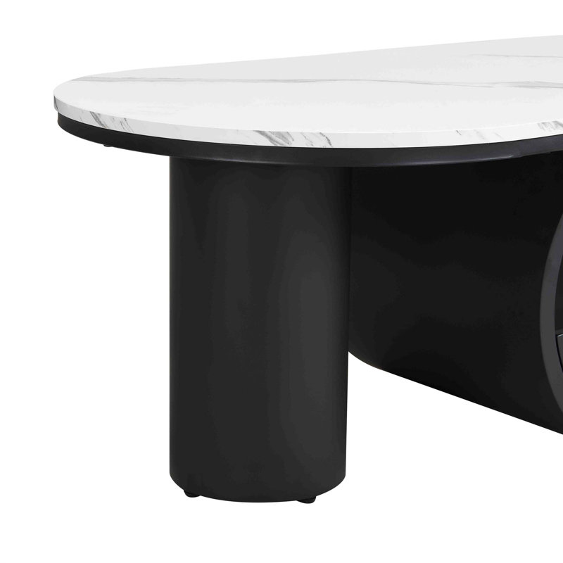 Table basse ovale de luxe, table basse avec tiroir de rangement, table centrale en métal pour le salon
